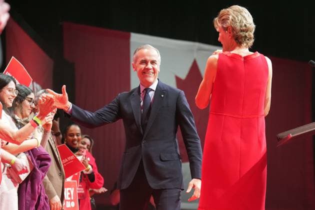 April 29, 2025, Ottawa, On, CANADA: Canadian Prime Minister Mark Carney arrives to address supporters at his campaign headquarters on election night in Ottawa, Tuesday, April 29, 2025. Ottawa CANADA  - ZUMAc35_ 20250429_zaf_c35_011 Copyright: xNathanxDenettex