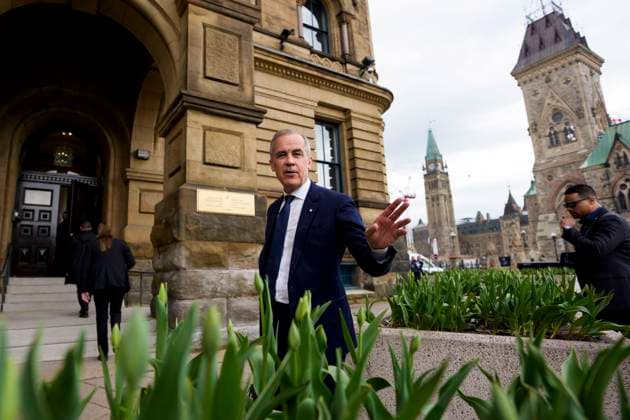 April 29, 2025, Ottawa, On, CAN: Canadian Prime Minister Mark Carney arrives at the Office of the Prime Minister and Privy Council, the morning after the Liberal Party won the Canadian federal election, in Ottawa on Tuesday, April 29, 2025. Ottawa CAN  - ZUMAc35_ 20250429_zaf_c35_024 Copyright: xJustinxTangx