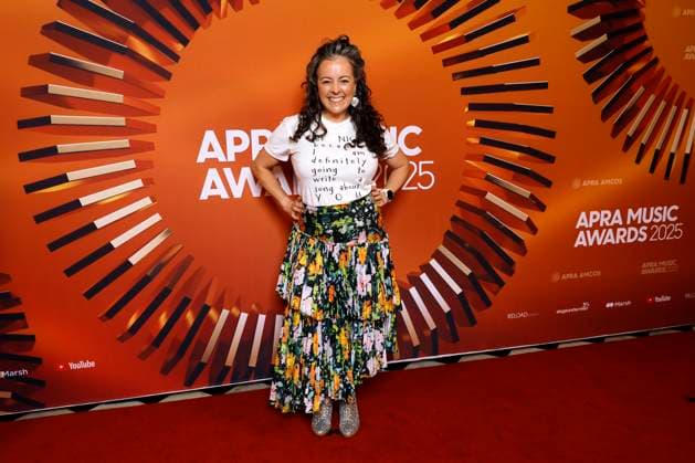 APRA MUSIC AWARDS 2025, Francesca Valance poses for a photo during the 2025 APRA Music Awards at Melbourne Town Hall in Melbourne, Wednesday, April 30, 2025. ( NO ARCHIVING MELBOURNE VICTORIA AUSTRALIA  Copyright: xCONxCHRONISx 20250430189441790957