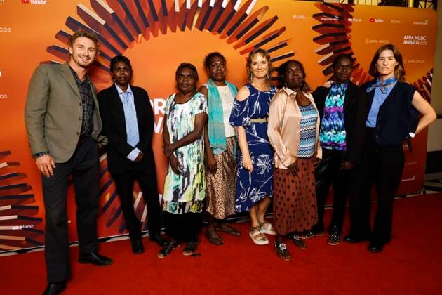 APRA MUSIC AWARDS 2025, Members of the band Ripple Effect pose for a photo during the 2025 APRA Music Awards at Melbourne Town Hall in Melbourne, Wednesday, April 30, 2025. ( NO ARCHIVING MELBOURNE VICTORIA AUSTRALIA  Copyright: xCONxCHRONISx 20250430128636937604