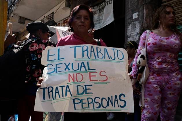 May 1, 2025, Mexico, Cdmx, Mexico: During the commemoration of Labor Day, a group of sex workers from the Merced neighborhood of Mexico City demonstrated to demand respect for their work, an end to the criminalization of their work, an end to extortion by the police and organized crime groups, and support from the Mexican government to provide security. During the protest, they remembered their female and transgender colleagues who have been victims of femicides and transfeminicides and who have not received justice from the authorities. Mexico Mexico - ZUMAp204 20250501_zip_p204_028 Copyright: xJosuexPerezx