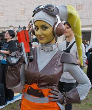 A Star Wars fan dressed pose for camera during the event Star Wars Day in Yokohama, Kanagawa-Prefecture, Japan on Sunday, May 4, 2025.  TKP2025050405 KEIZOxMORI
