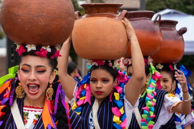 May 5, 2025, Los Angeles, California, United States: Dancers in traditional dress perform during a Cinco de Mayo celebration at Mariachi Plaza in Los Angeles, Monday, May 5, 2025. Cinco de Mayo is an annual celebration held on May 5th that commemorates the Mexican army™s victory over French forces at the Battle of Puebla in 1862. Though a relatively minor holiday in Mexico, it has grown into a major cultural event in the United States, especially among Mexican-American communities, celebrating Mexican heritage with parades, music, food, and folkloric traditions. Los Angeles United States - ZUMAs197 20250505_aaa_s197_485 Copyright: xRingoxChiux