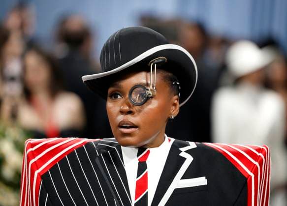 Janelle Monáe arrives on the red carpet at the 2025 Met Gala celebrating the opening of Superfine: Tailoring Black Style at The Metropolitan Museum of Art on Monday, May 5, 2025 in New York City.  NYP20250505147 JOHNxANGELILLO