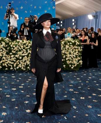 Rihanna arrives on the red carpet at the 2025 Met Gala celebrating the opening of Superfine: Tailoring Black Style at The Metropolitan Museum of Art on Monday, May 5, 2025 in New York City.  NYP20250505161 JOHNxANGELILLO