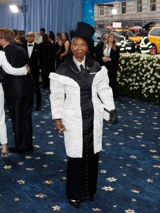 Whoopi Goldberg arrives on the red carpet at the 2025 Met Gala celebrating the opening of Superfine: Tailoring Black Style at The Metropolitan Museum of Art on Monday, May 5, 2025 in New York City.  NYP20250505536 JOHNxANGELILLO