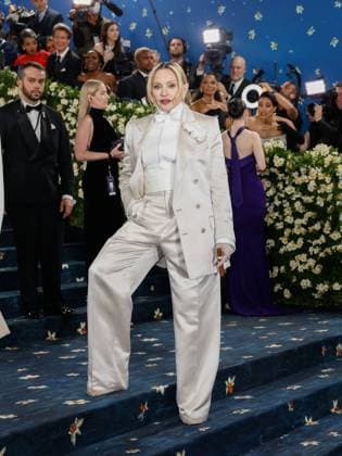 Madonna arrives on the red carpet at the 2025 Met Gala celebrating the opening of Superfine: Tailoring Black Style at The Metropolitan Museum of Art on Monday, May 5, 2025 in New York City.  NYP20250505642 JOHNxANGELILLO