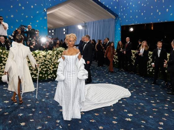 Tyla arrives on the red carpet at the 2025 Met Gala celebrating the opening of Superfine: Tailoring Black Style at The Metropolitan Museum of Art on Monday, May 5, 2025 in New York City.  NYP20250505660 JOHNxANGELILLO