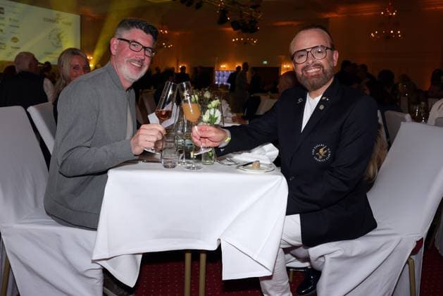 Europa Park Eagles Charity Golfcup 2025 Ross Antony and Paul Reeves on the occasion of the Gala Evening at Hotel Colosseo Europa Park Eagles Charity Golfcup 2025 on 05 05 2025 Hotel Colosseo, Rust, Baden Württemberg, Germany