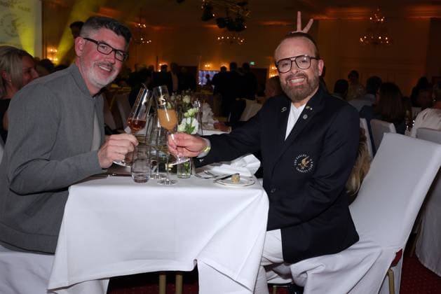Europa Park Eagles Charity Golfcup 2025 Ross Antony and Paul Reeves on the occasion of the Gala Evening at Hotel Colosseo Europa Park Eagles Charity Golfcup 2025 on 05 05 2025 Hotel Colosseo, Rust, Baden Württemberg, Germany