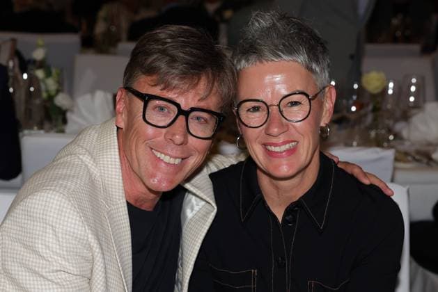 Europa Park Eagles Charity Golfcup 2025 Hansy Vogt with his wife Petra on the occasion of the Gala Evening at Hotel Colosseo Europa Park Eagles Charity Golfcup 2025 on 05 05 2025 Hotel Colosseo, Rust, Baden Württemberg, Germany
