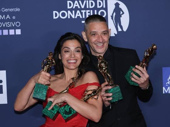 Bilder des Jahres 2025, Entertainment 05 Mai Entertainment Themen der Woche KW19 Entertainment Bilder des Tages Rome, 70th edition of the David di Donatello, winners red carpet. In the photo: Margherita Vicario, Davide Pavanello  Copyright: xMarcoxProvvisionatox xipa-agency.netx xDxAvanzo Landi Provvisionatox IPA_Agency_IPA57389262