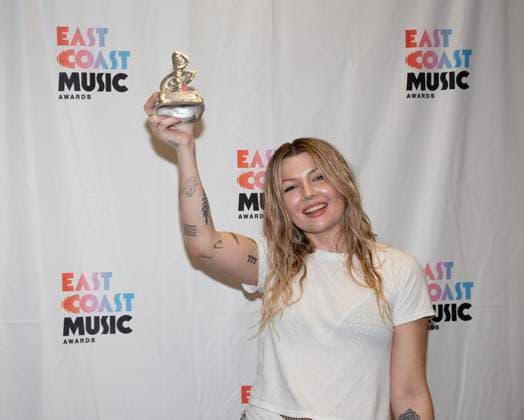 May 8, 2025, St. John s, Nl, CANADA: Loviet poses with the Break Through Artist of the Year at the East Coast Music Awards gala in St. John s, N.L. on Thursday, May 8, 2025. St. John s CANADA  - ZUMAc35_ 20250508_zaf_c35_116 Copyright: xPaulxDalyx