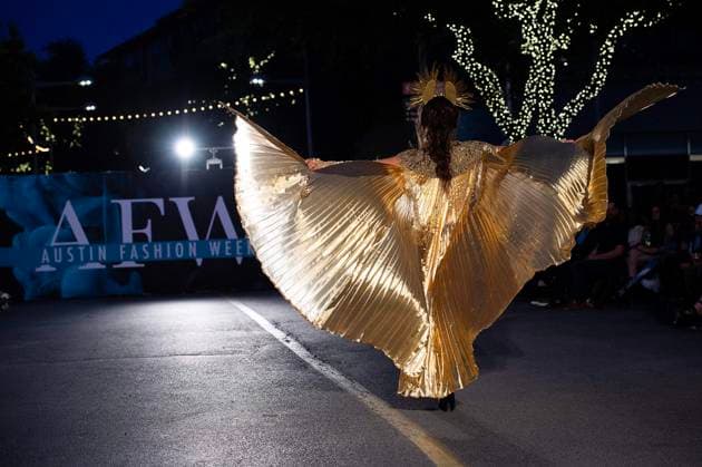 May 8, 2025: A model walks the runway during Austin Fashion Week at Thursdays runway show, Incubate presented by ACC Fashion Incubator at The Domain in Austin, Texas. CSM Austin United States of America - ZUMAc04_ 1061836713st Copyright: xMarioxCantux