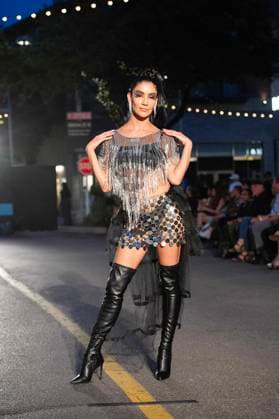 May 8, 2025: A model walks the runway during Austin Fashion Week at Thursdays runway show, Incubate presented by ACC Fashion Incubator at The Domain in Austin, Texas. CSM Austin United States of America - ZUMAc04_ 1061836717st Copyright: xMarioxCantux