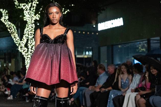May 8, 2025: A model walks the runway during Austin Fashion Week at Thursdays runway show, Incubate presented by ACC Fashion Incubator at The Domain in Austin, Texas. CSM Austin United States of America - ZUMAc04_ 1061836726st Copyright: xMarioxCantux