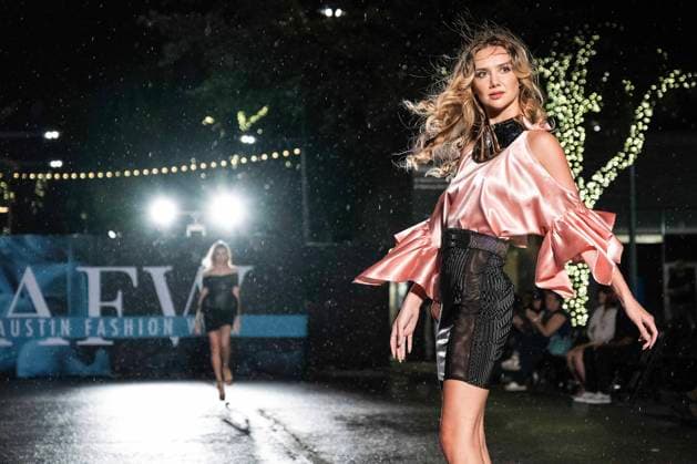 May 8, 2025: A model walks the runway during Austin Fashion Week at Thursdays runway show, Incubate presented by ACC Fashion Incubator at The Domain in Austin, Texas. CSM Austin United States of America - ZUMAc04_ 1061836727st Copyright: xMarioxCantux