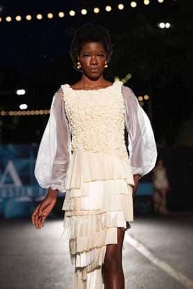 May 8, 2025: A model walks the runway during Austin Fashion Week at Thursdays runway show, Incubate presented by ACC Fashion Incubator at The Domain in Austin, Texas. CSM Austin United States of America - ZUMAc04_ 1061836730st Copyright: xMarioxCantux