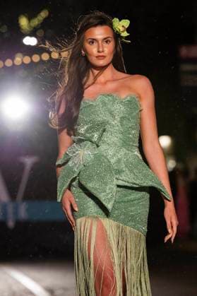 May 8, 2025: A model walks the runway during Austin Fashion Week at Thursdays runway show, Incubate presented by ACC Fashion Incubator at The Domain in Austin, Texas. CSM Austin United States of America - ZUMAc04_ 1061836736st Copyright: xMarioxCantux