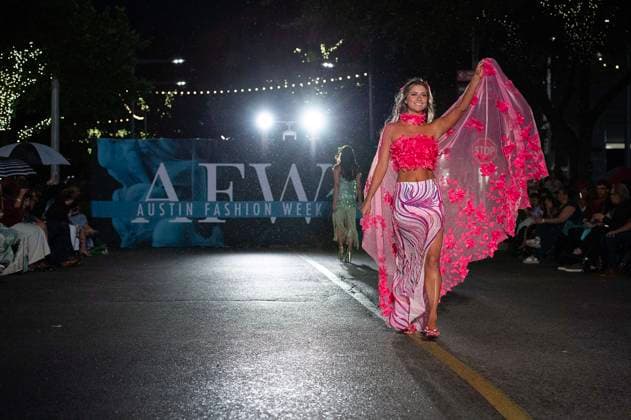 May 8, 2025: A model walks the runway during Austin Fashion Week at Thursdays runway show, Incubate presented by ACC Fashion Incubator at The Domain in Austin, Texas. CSM Austin United States of America - ZUMAc04_ 1061836814st Copyright: xMarioxCantux