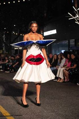 May 8, 2025: A model walks the runway during Austin Fashion Week at Thursdays runway show, Incubate presented by ACC Fashion Incubator at The Domain in Austin, Texas. CSM Austin United States of America - ZUMAc04_ 1061836815st Copyright: xMarioxCantux