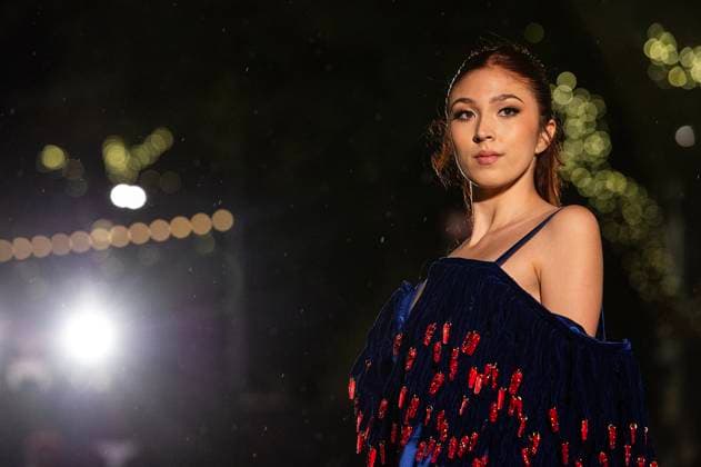 May 8, 2025: A model walks the runway during Austin Fashion Week at Thursdays runway show, Incubate presented by ACC Fashion Incubator at The Domain in Austin, Texas. CSM Austin United States of America - ZUMAc04_ 1061836819st Copyright: xMarioxCantux