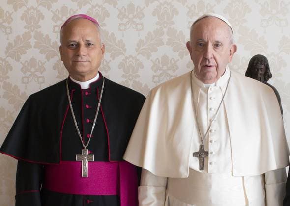 Italy, Rome, Vatican City, 12 February, 2022 - Pope Francis receives Monsignor Robert Francis Prevost in audience Italy, Rome, Vatican City, 12 February, 2022 : Pope Francis receives Monsignor Robert Francis Prevost in audience., Credit:Romano Siciliani Avalon Italy, Rome  Copyright: xRomanoxSicilianix xAvalonx 0997020033