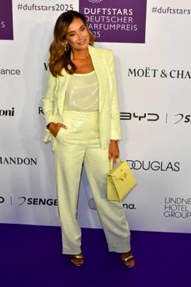 Jana Ina Zarrella Model presenter as a guest on the blue carpet at the Fragrance Foundations Duftstars 2025 German Perfume Award ceremony at the Rheinterrassen on 08 05 2025 Duesseldorf NRW Germany