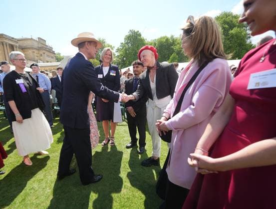 Duke of Edinburgh s Gold Award celebrations The Duke of Edinburgh shakes hands with Heather Fisher, England Rugby World Cup-winner, during the gold award celebrations for the Duke of Edinburgh s award at Buckingham Palace, London., Credit:Yui Mok Avalon UK, LONDON  Copyright: xYuixMokx xAvalonx 0997127014