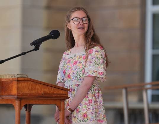 Duke of Edinburgh s Gold Award celebrations Gold Award achiever, Poppy Bough, 20, speaking during the gold award celebrations for the Duke of Edinburgh s award at Buckingham Palace, London., Credit:Yui Mok Avalon UK, LONDON  Copyright: xYuixMokx xAvalonx 0997127136