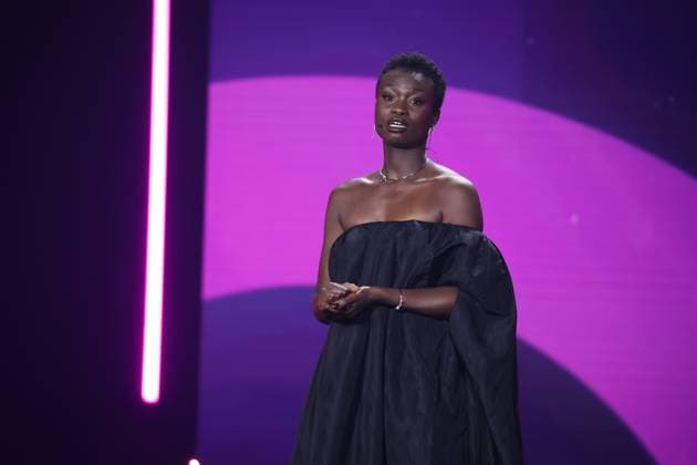 Lorna Ishema laudator BEST CUT at the GERMAN FILM AWARD 2025 ceremony in Berlin Copyright: xEventpressxFuhrx