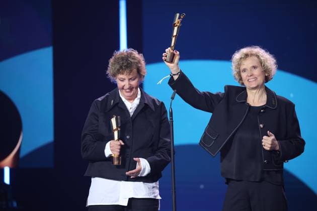 Iris Berben and PETRA KELLY ACT NOW Production Birgit Schulz âˆ™ Bildersturm Filmproduktion Director Doris Metz BEST DOCUMENTARY FILM at the GERMAN FILM AWARD 2025 ceremony in Berlin Copyright: xEventpressxFuhrx