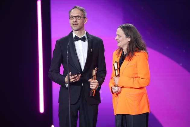 Jan Stoltz, Franzisca Puppe Â- HAGEN IM TAL DER NIBELUNGEN BESTE VISUELLE EFFEKTE at the GERMAN FILM AWARD 2025 ceremony in Berlin Copyright: xEventpressxFuhrx