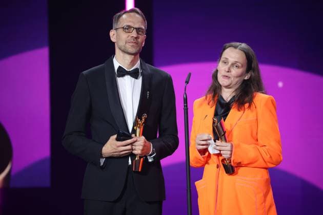 Jan Stoltz, Franzisca Puppe Â- HAGEN IM TAL DER NIBELUNGEN BESTE VISUELLE EFFEKTE at the GERMAN FILM AWARD 2025 ceremony in Berlin Copyright: xEventpressxFuhrx