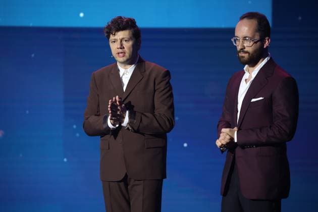 Igor Levit laudator BEST FILM MUSIC and Christian Friedel at the GERMAN FILM AWARD 2025 ceremony in Berlin Copyright: xEventpressxFuhrx