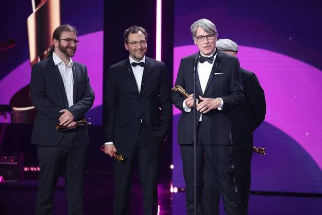 Lars Ginzel, Frank Kruse, Marc Parisotto, Marco Hanelt Â- SEPTEMBER 5 BEST SOUND DESIGN at the GERMAN FILM AWARD 2025 ceremony in Berlin Copyright: xEventpressxFuhrx