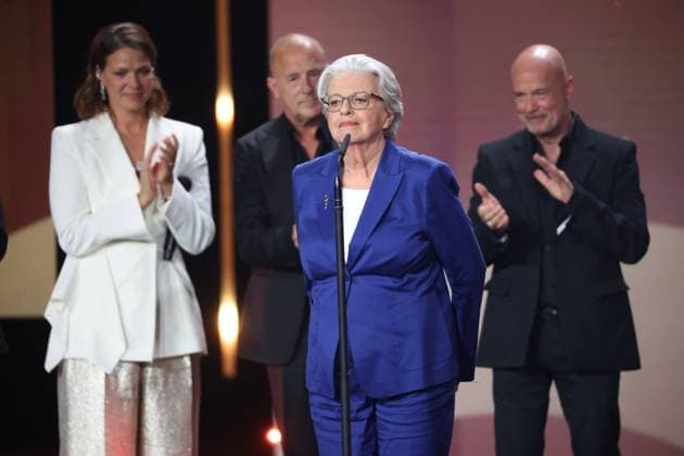 To Dorthe Braker HONORARY AWARD with Jan Josef Liefers, Heike Makatschn Jessica Schwarz, Detlef Buck and others at the GERMAN FILM AWARD 2025 ceremony in Berlin Copyright: xEventpressxFuhrx