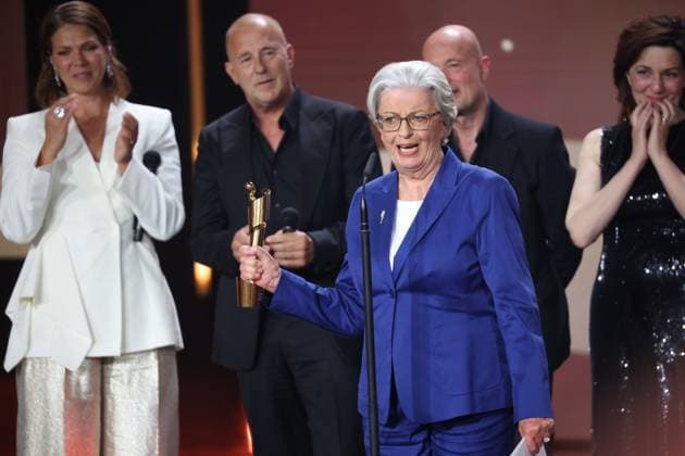 To Dorthe Braker HONORARY AWARD with Jan Josef Liefers, Heike Makatschn Jessica Schwarz, Detlef Buck and others at the GERMAN FILM AWARD 2025 ceremony in Berlin Copyright: xEventpressxFuhrx