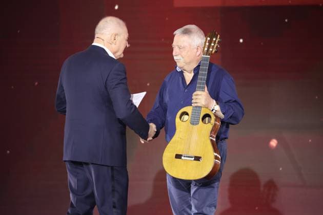 Burghart Klaußner and Wolf Biermann at the DEUTSCHER FILMPREIS 2025 award ceremony in Berlin Copyright: xEventpressxFuhrx