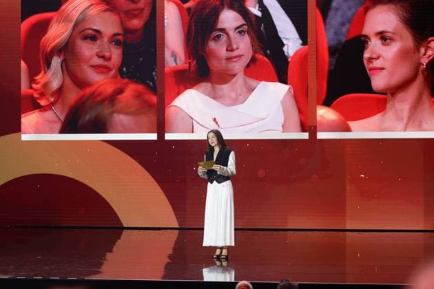 Hannah Herzsprung laudatory speech for BEST FEMALE HEADLINE at the GERMAN FILM AWARD 2025 ceremony in Berlin Copyright: xEventpressxFuhrx