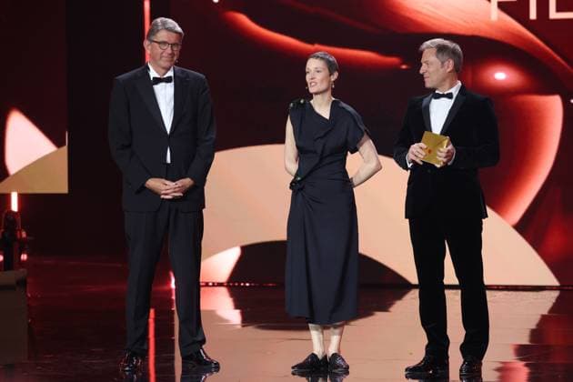 StM Wolfram Weimer, Vicky Krieps Florian Gallenberger at the DEUTSCHER FILMPREIS 2025 award ceremony in Berlin Copyright: xEventpressxFuhrx