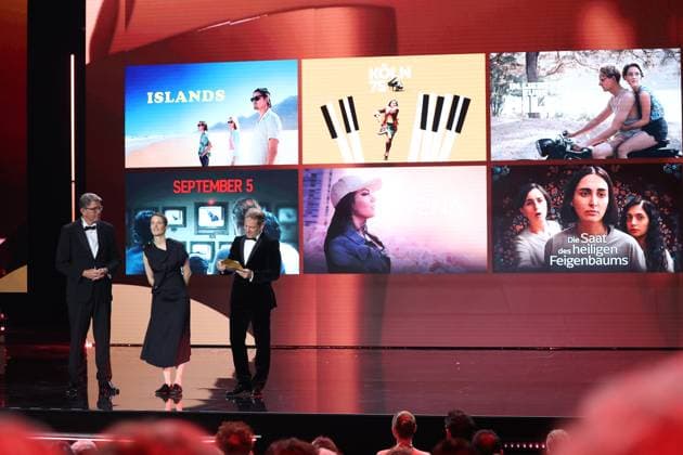 StM Wolfram Weimer, Vicky Krieps Florian Gallenberger at the DEUTSCHER FILMPREIS 2025 award ceremony in Berlin Copyright: xEventpressxFuhrx