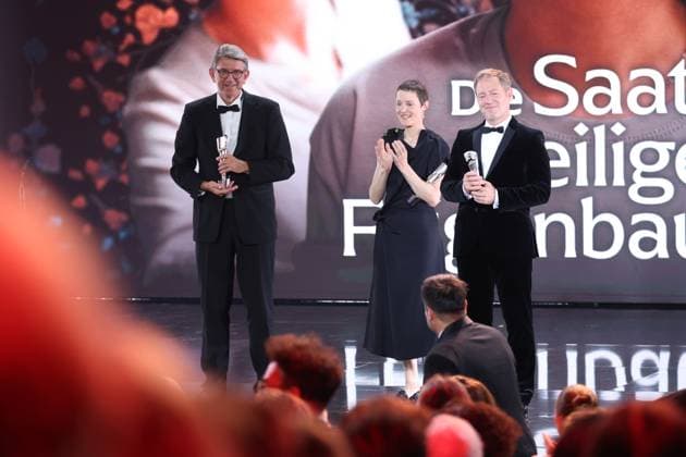 StM Wolfram Weimer, Vicky Krieps Florian Gallenberger at the DEUTSCHER FILMPREIS 2025 award ceremony in Berlin Copyright: xEventpressxFuhrx