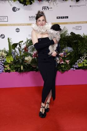 Meret Becker and her dog Taxi at the German Film Award Ceremony on 9 05 2025 in Berlin German Film Award 2025 in Berlin