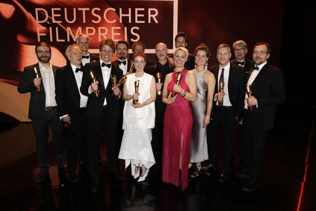Group photo with the award winners around Leonie Benensch at the German Film Award ceremony on 9 05 2025 in Berlin German Film Award 2025 in Berlin Winners at the aftershow party
