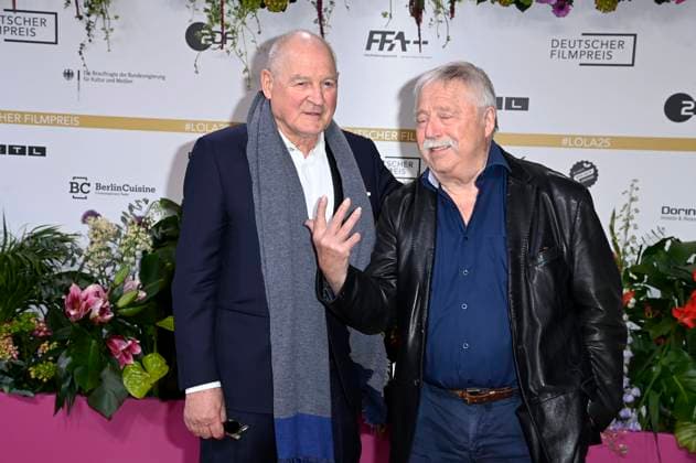 Burghart Klaußner and Wolf Biermann at the 75th German Film Award 2025 ceremony at the Theater am Potsdamer Platz Berlin, 09 05 2025 Foto:xF.xKernx xFuturexImagex filmpreis_5547