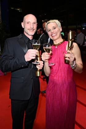 Julian R Wagner and Melanie Raab at the 75th German Film Awards 2025 ceremony at the Theater am Potsdamer Platz Berlin, 09 05 2025 Foto:xF.xKernx xFuturexImagex filmpreis_5629