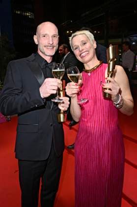 Julian R Wagner and Melanie Raab at the 75th German Film Awards 2025 ceremony at the Theater am Potsdamer Platz Berlin, 09 05 2025 Foto:xF.xKernx xFuturexImagex filmpreis_5630