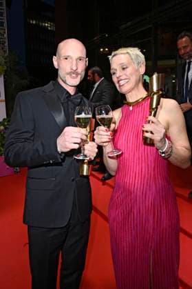 Julian R Wagner and Melanie Raab at the 75th German Film Awards 2025 ceremony at the Theater am Potsdamer Platz Berlin, 09 05 2025 Foto:xF.xKernx xFuturexImagex filmpreis_5631