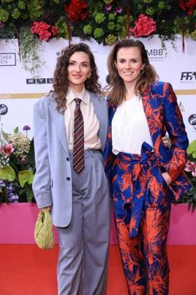 09 05 2025, Seyneb Saleh and Karin Hanczewski at the 75th German Film Award Ceremony, 2025, in Berlin, Red Carpet, Berlin Germany, Germany